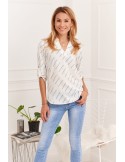 Airy patterned shirt blouse, cream and blue 0493 - Online store - Boutique